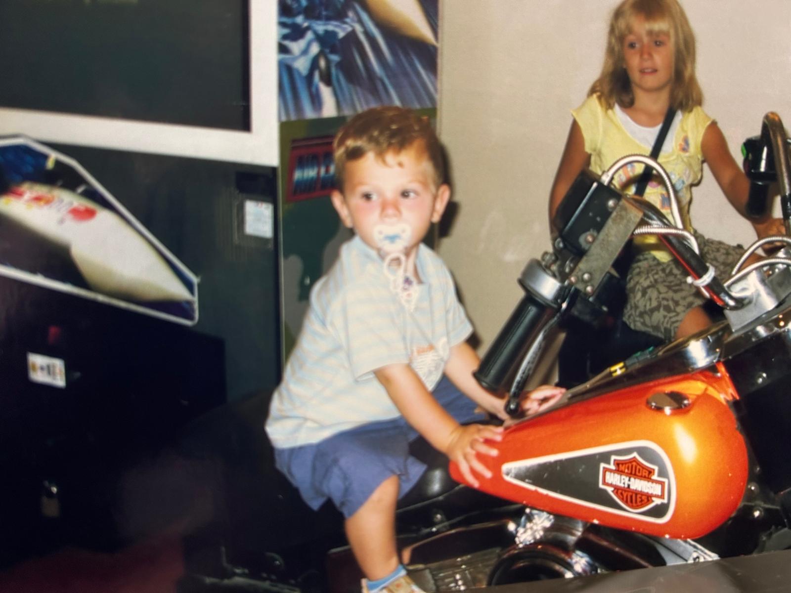 Chris on Arcade Motorbike
